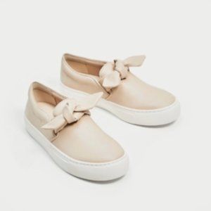 ZARA Leather Beige/Pink Sneaker Shoe